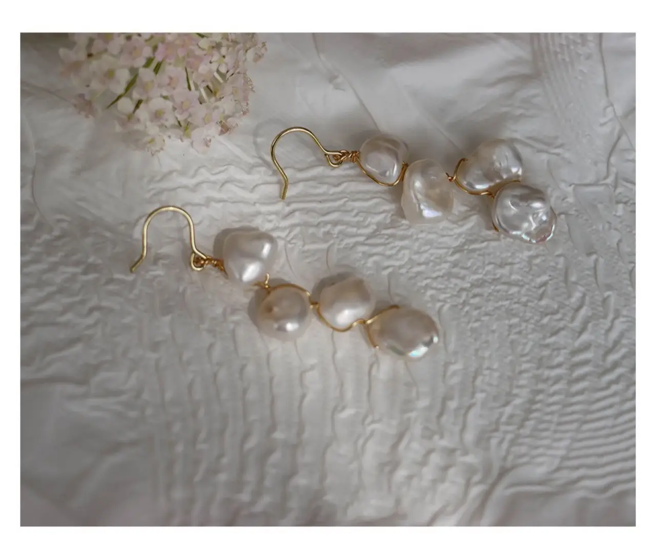 White Rose Petal Pearl Earrings for Women — feature 10