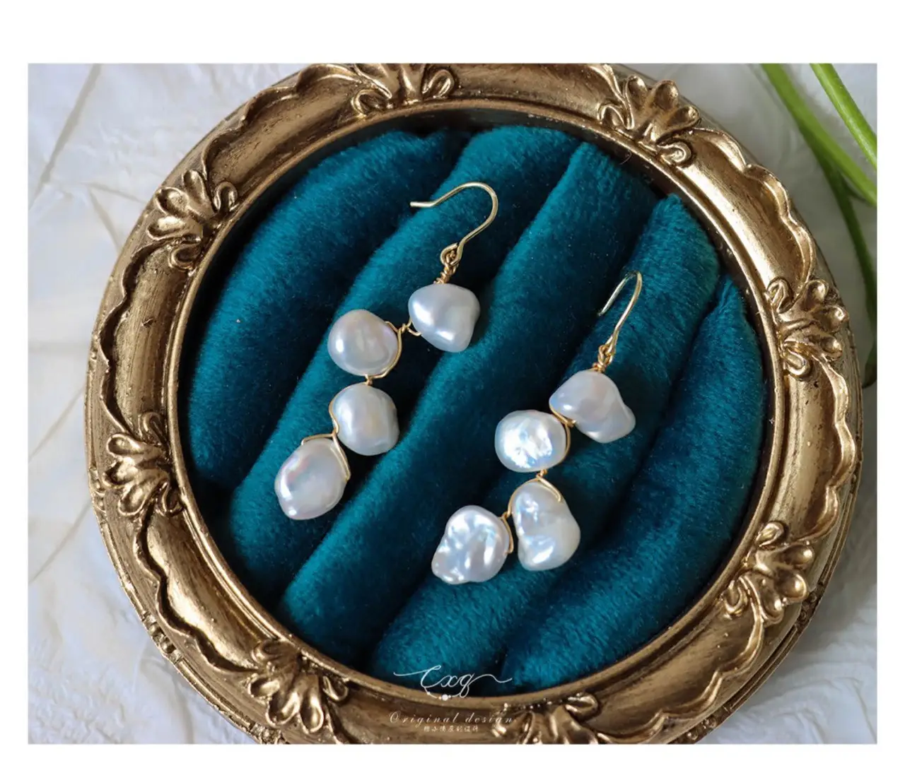 White Rose Petal Pearl Earrings for Women — feature 5