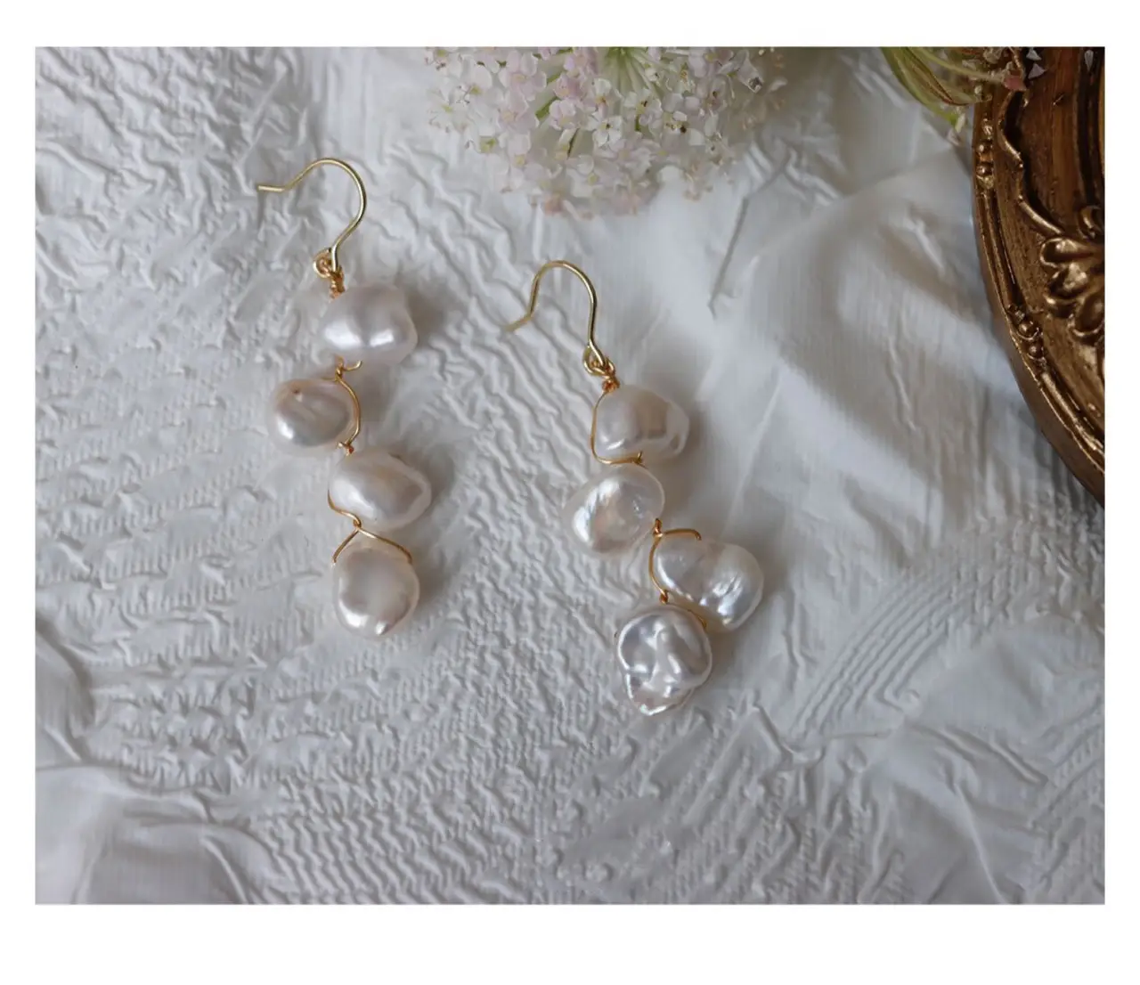 White Rose Petal Pearl Earrings for Women — feature 7