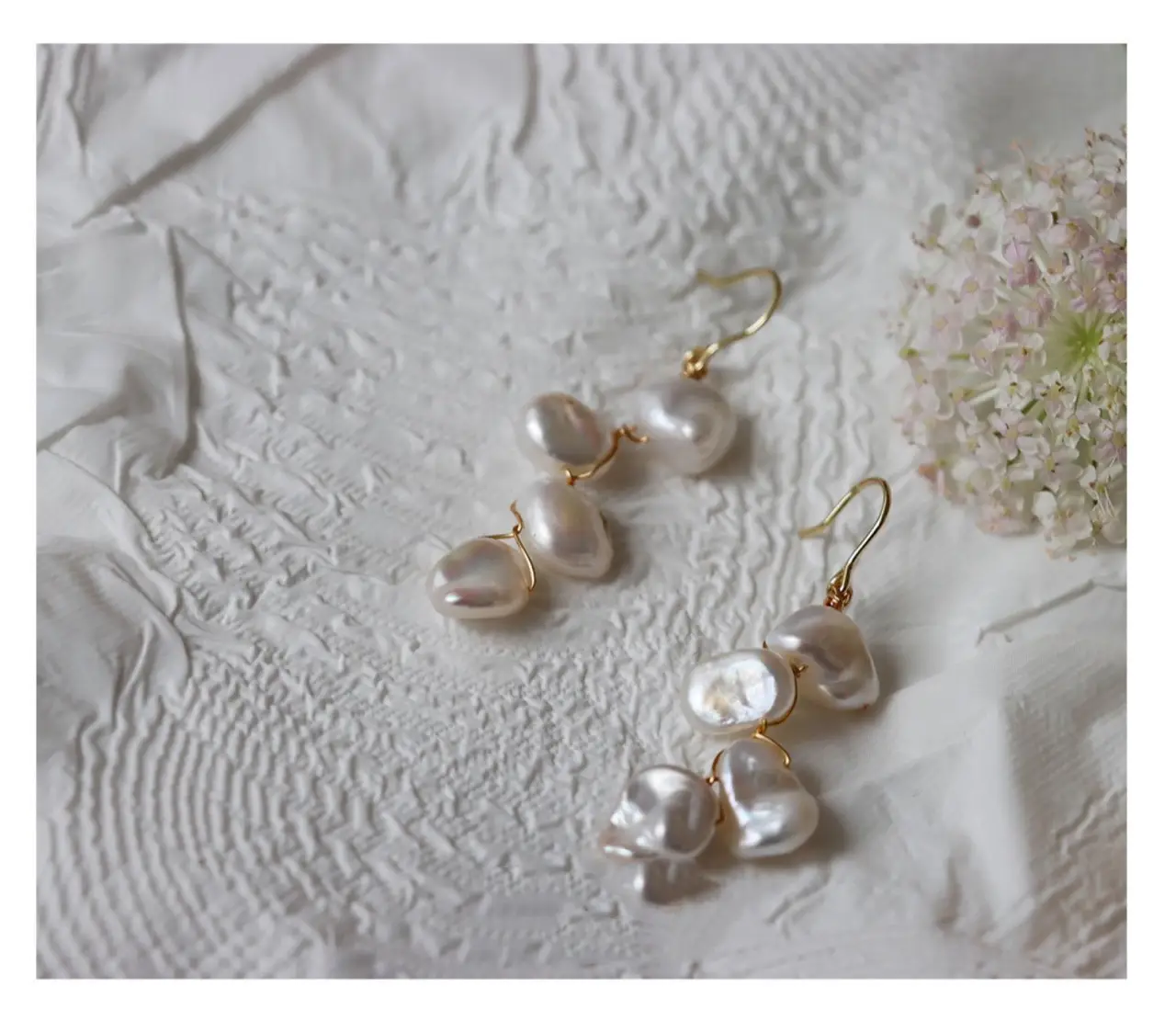 White Rose Petal Pearl Earrings for Women — feature 9