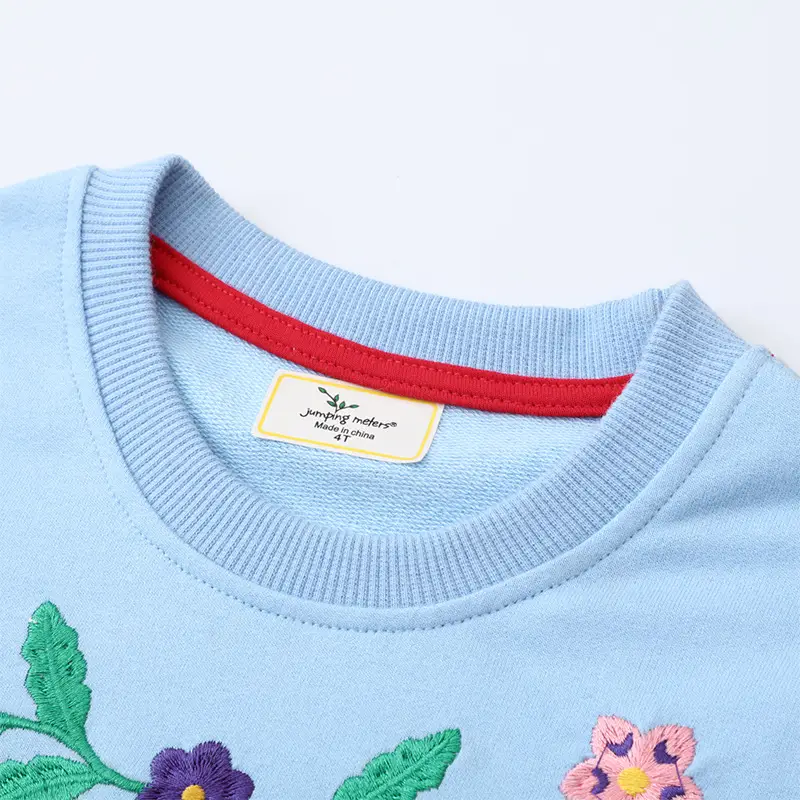 Girls Light Blue Embroidered Sweatshirt Set for Girls