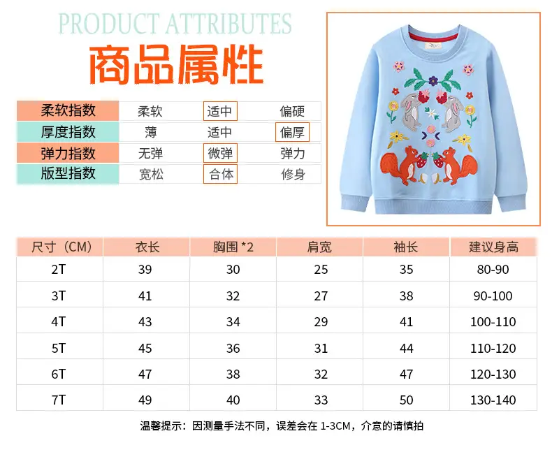Girls Light Blue Embroidered Sweatshirt Set for Girls — feature 4