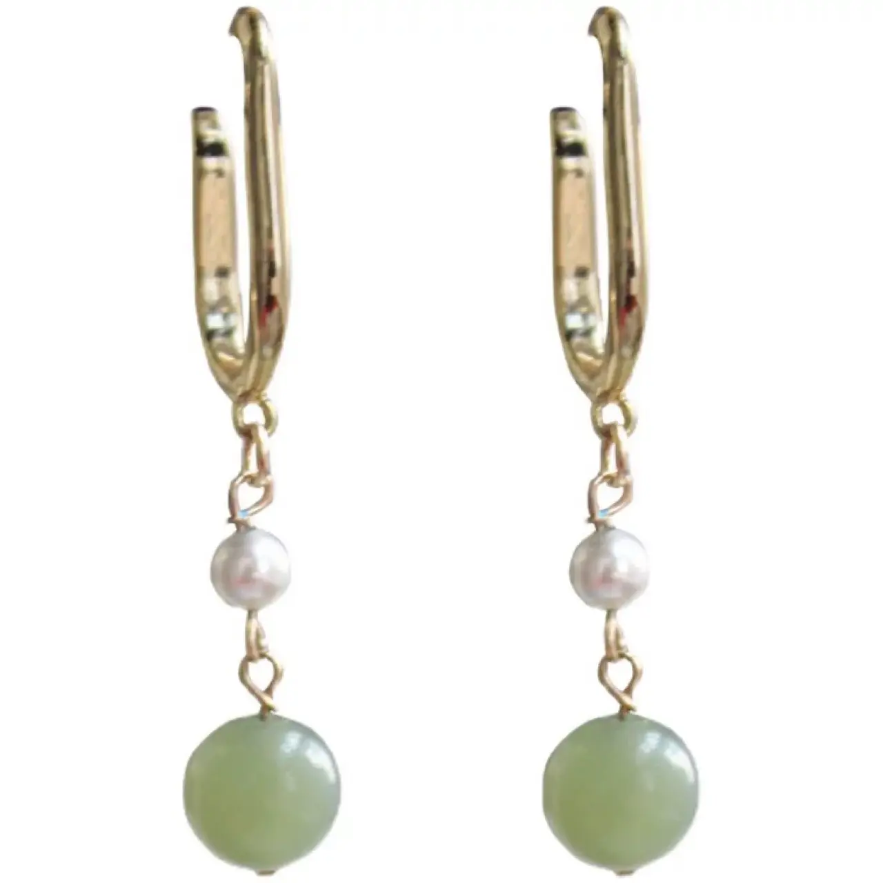 Natural Hetian Jade 8mm Ear Hooks Earrings - Image 3
