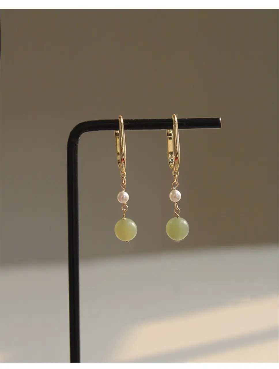 Natural Hetian Jade 8mm Ear Hooks Earrings — feature 5