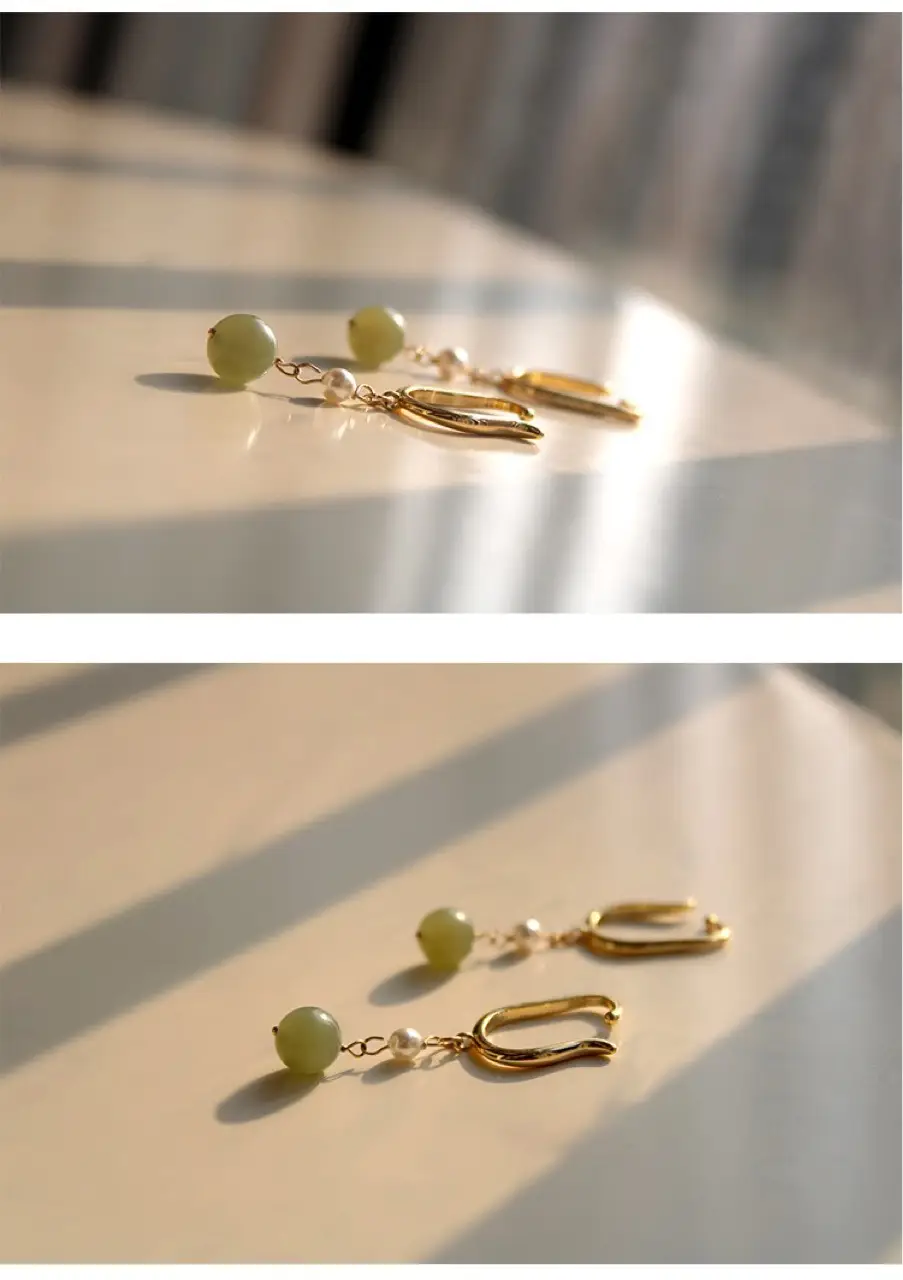Natural Hetian Jade 8mm Ear Hooks Earrings — feature 7