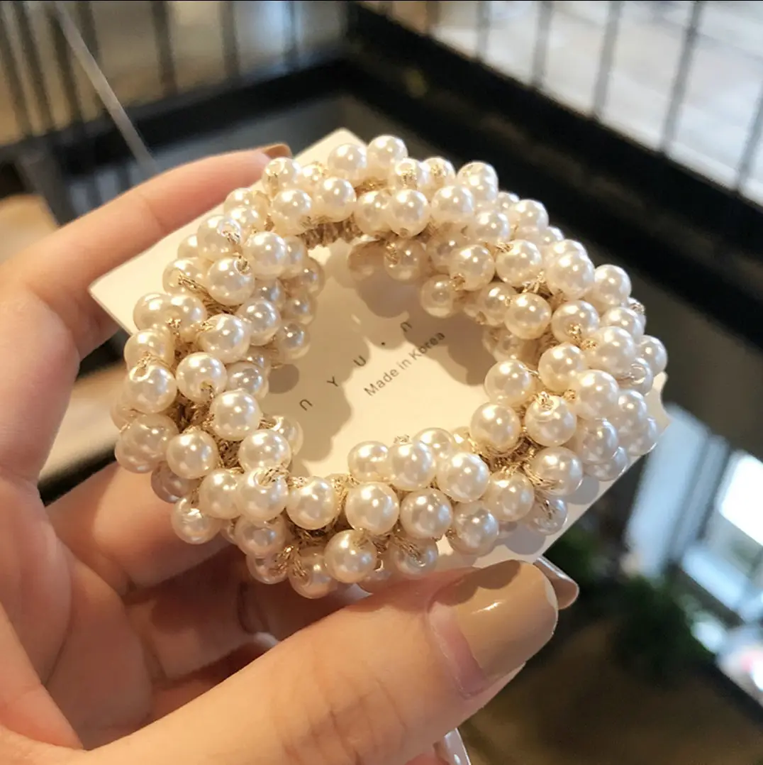 South Korea Dongdaemun Pearl Hair Ring for Women