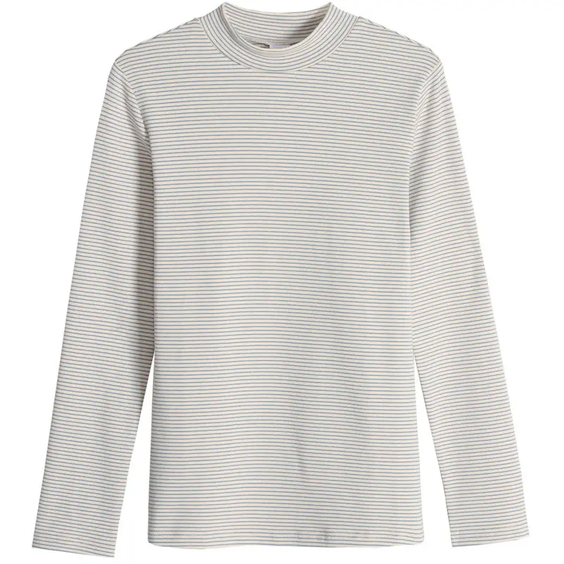 Women Green Striped Mock High Collar Top