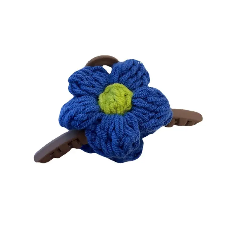 Wool Knitted Flower Hairpin 2025 Spring New High-End Back Head Shark Grabber Large Hairpin - Image 7
