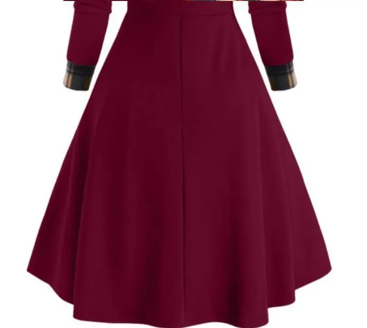 2023 Black Plaid Hooded Dress with Long Sleeves — feature 9