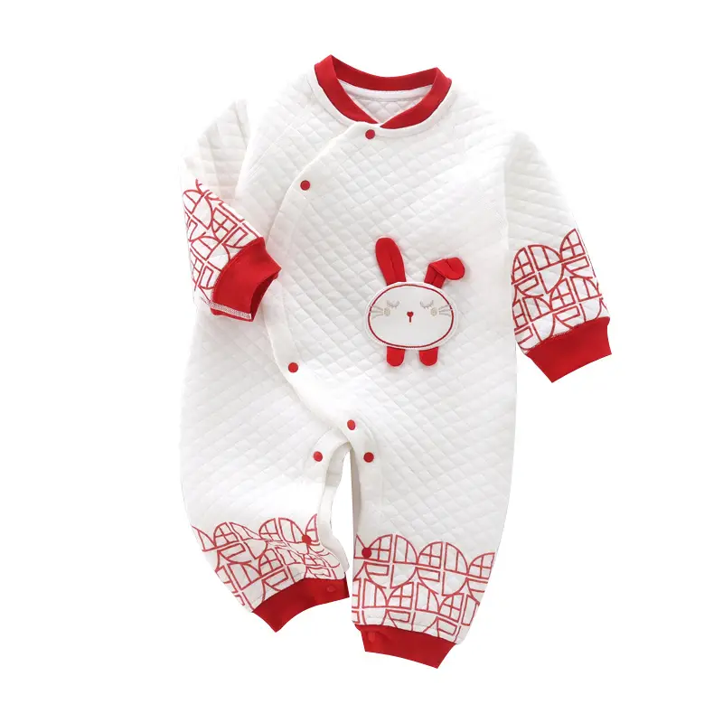 Baby Rabbit Winter Cotton Jumpsuit White Red