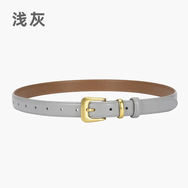 Women's Brown Genuine Leather Belt with Gold Buckle - Image 7