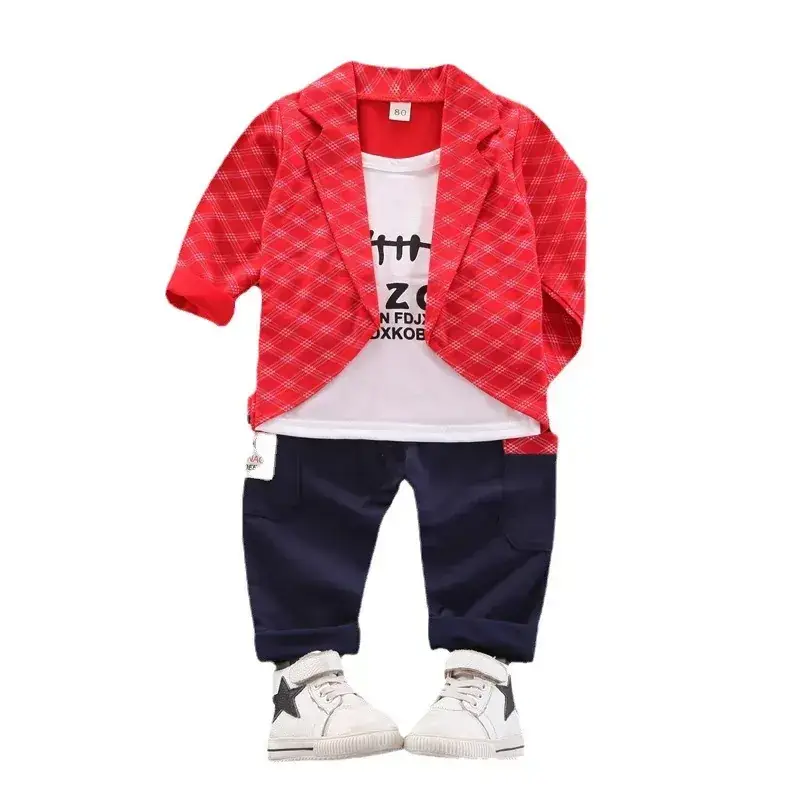 Foreign trade spring and autumn long sleeve boy fake three-piece small suit set heroic 1-4 children's clothes baby handsome children's clothing