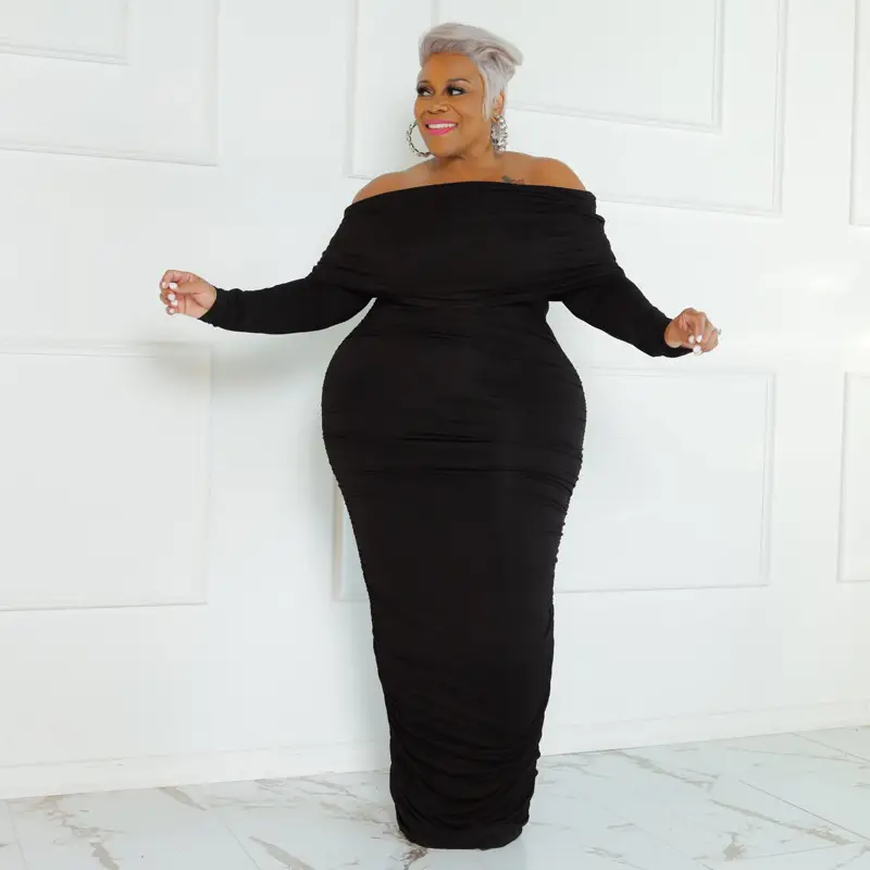 Plus Size Women's Pink One-Layer Dress Winter — feature 11