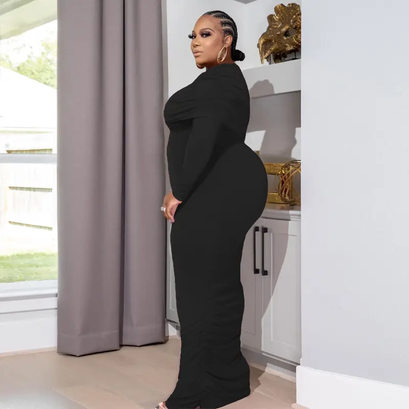 Plus Size Women's Pink One-Layer Dress Winter — feature 13