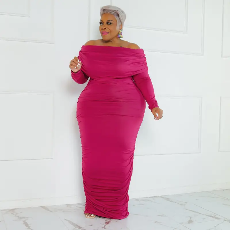 Plus Size Women's Pink One-Layer Dress Winter — feature 15
