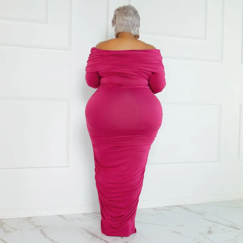 Plus Size Women's Pink One-Layer Dress Winter — feature 18