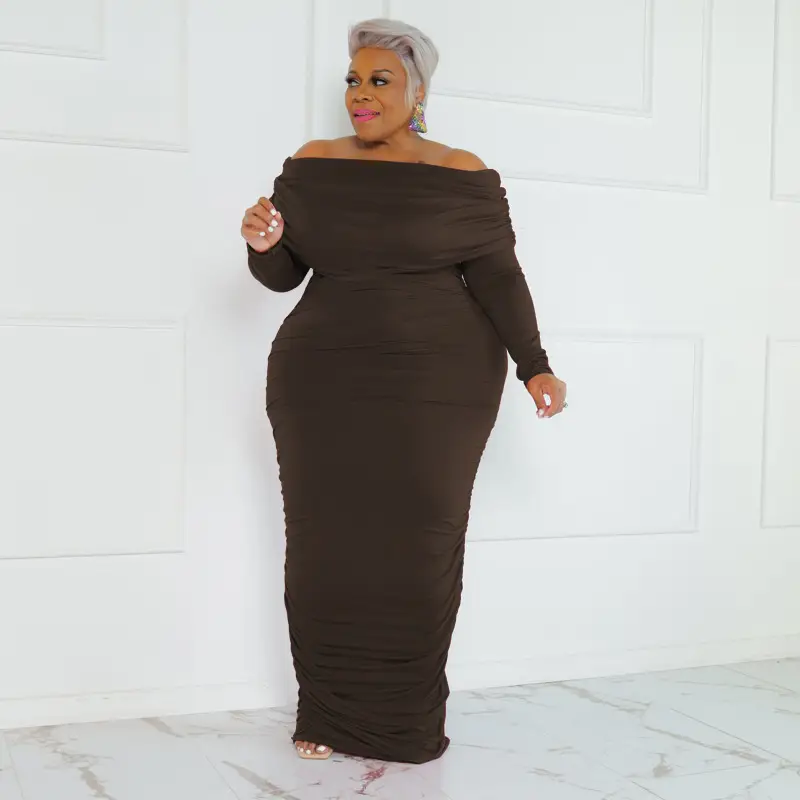 Plus Size Women's Pink One-Layer Dress Winter — feature 3