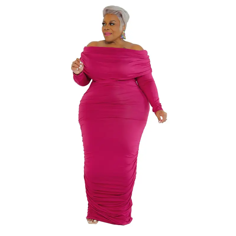 Plus Size Women's Pink One-Layer Dress Winter — feature 36