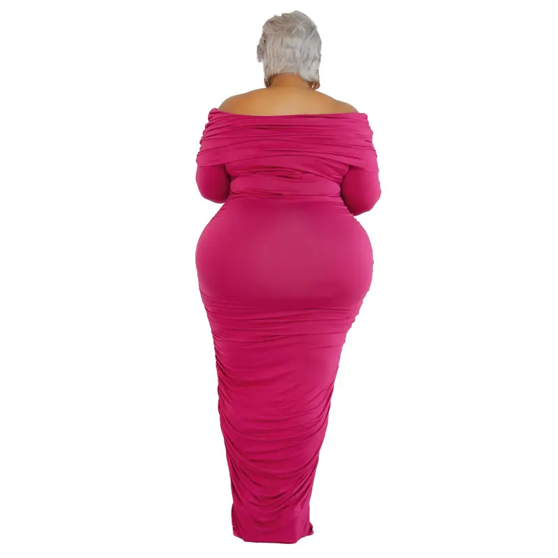 Plus Size Women's Pink One-Layer Dress Winter — feature 39