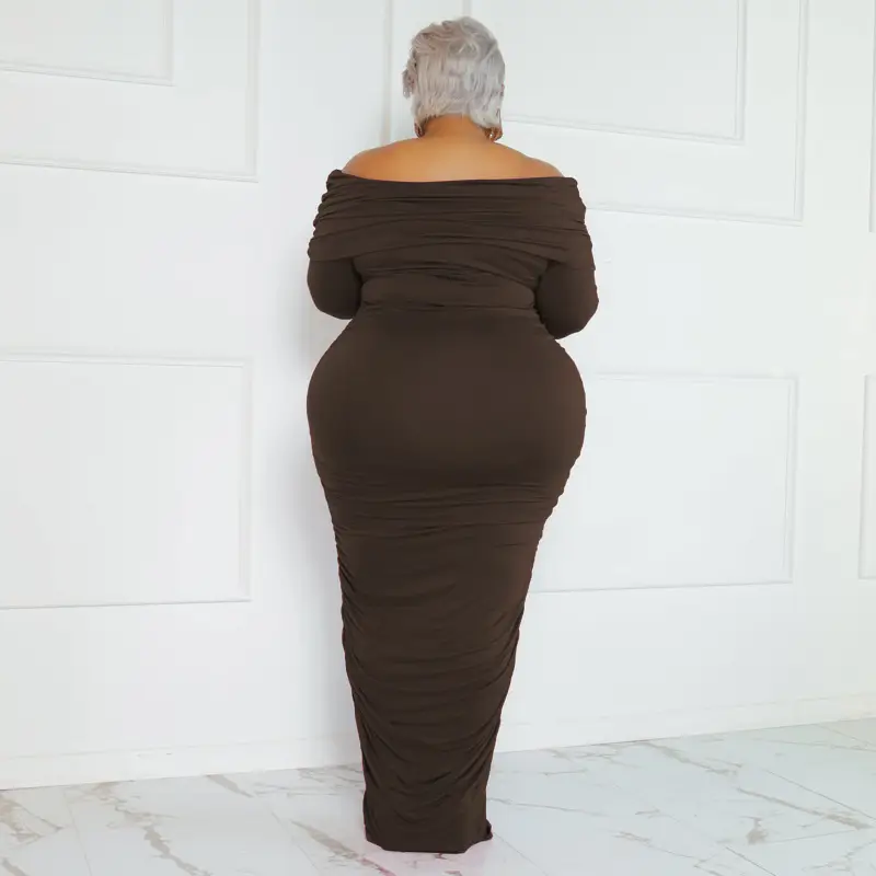 Plus Size Women's Pink One-Layer Dress Winter — feature 6