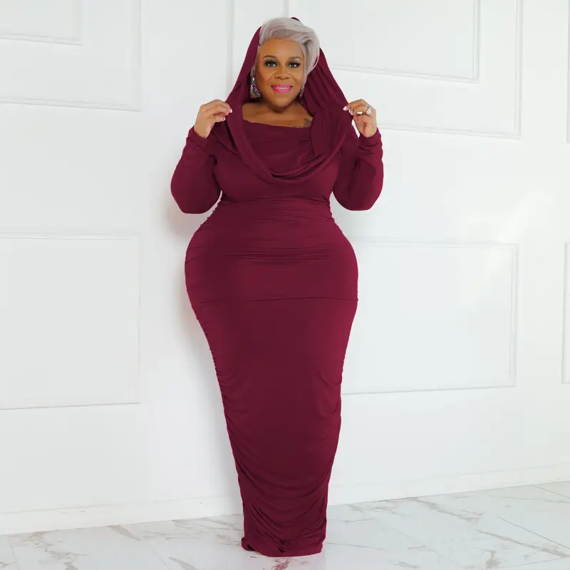 Plus Size Women's Pink One-Layer Dress Winter — feature 7