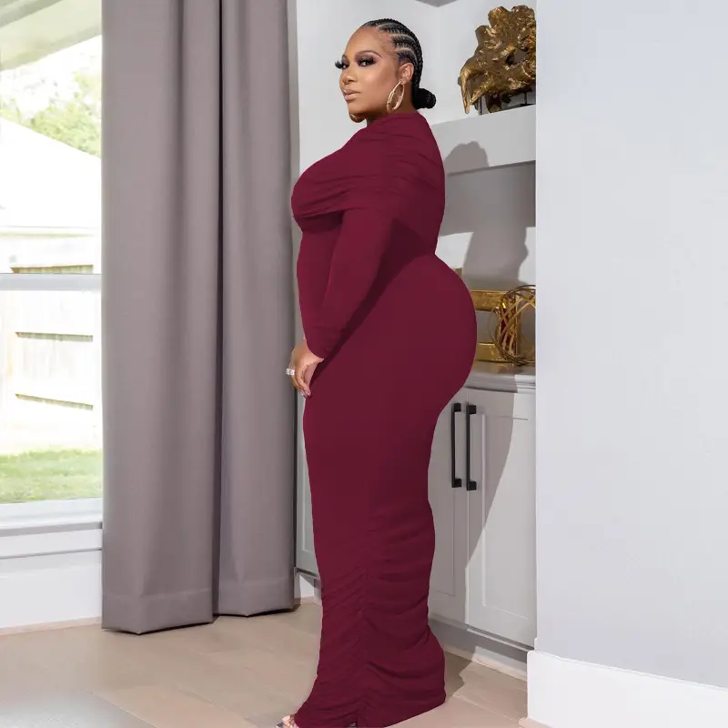 Plus Size Women's Pink One-Layer Dress Winter — feature 9