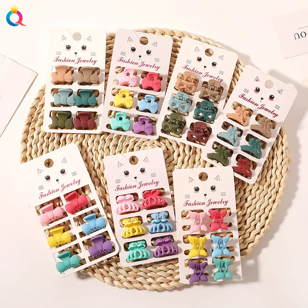 Cat Design Mini Hair Clips Morandi Color 6 Pack