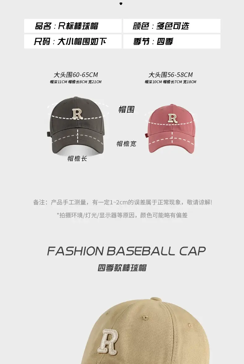Korean Style Big Head Baseball Cap for Women Brown — feature 2