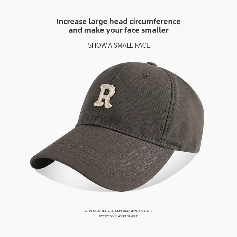 Korean Style Big Head Baseball Cap for Women Brown - Image 4