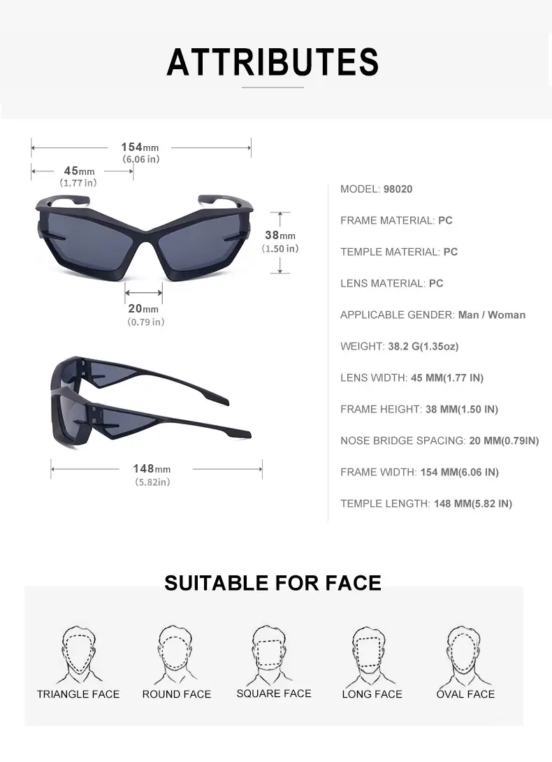 European & American Personality Shaped Sunglasses Men's Y2K Technology — feature 26