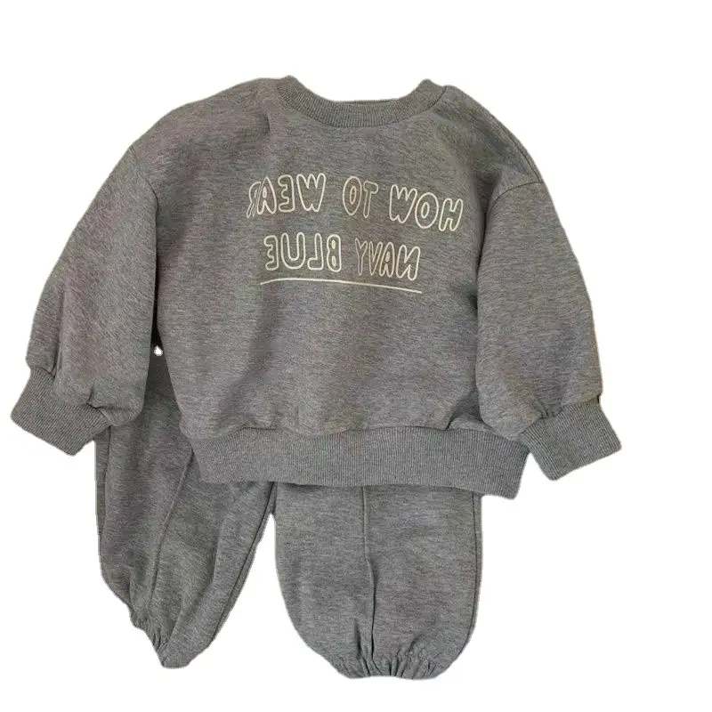 Blue Korean Style Fleece Two-Piece Suit for Boys Girls - Image 7