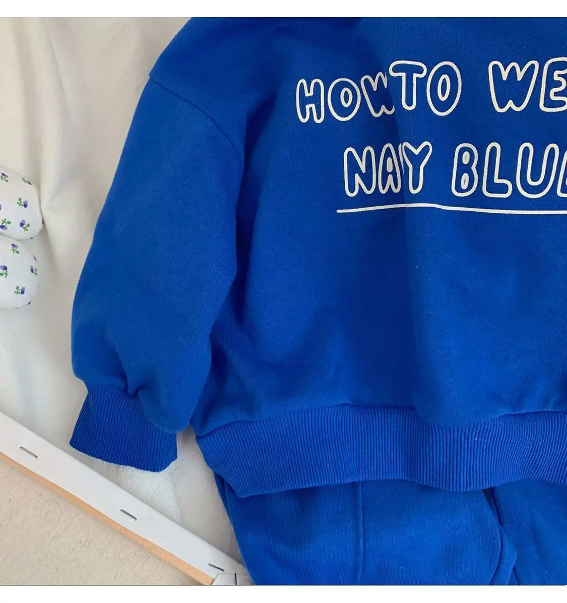 Blue Korean Style Fleece Two-Piece Suit for Boys Girls — feature 3