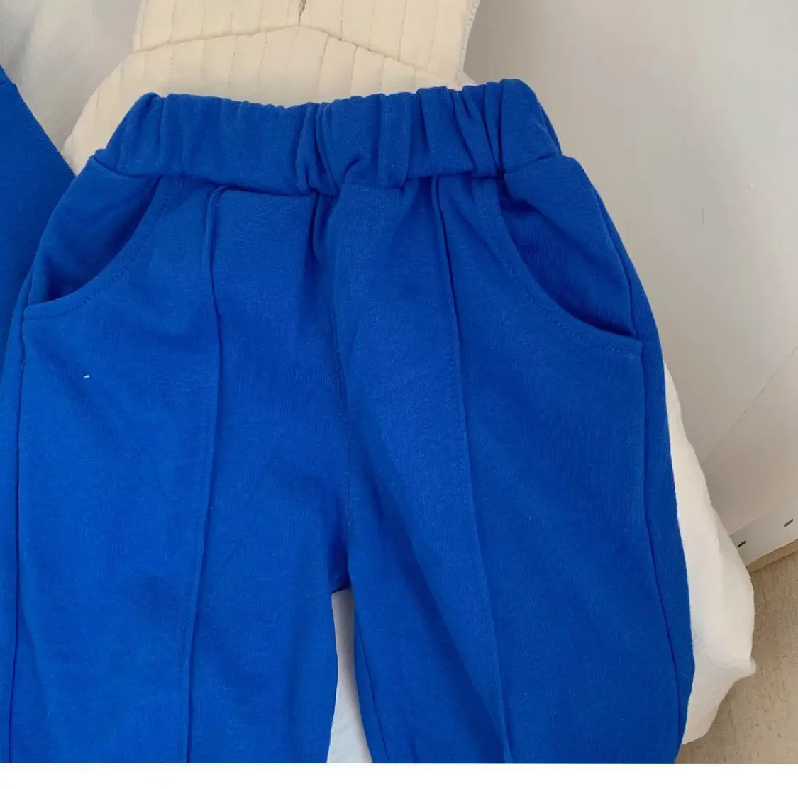 Blue Korean Style Fleece Two-Piece Suit for Boys Girls — feature 8