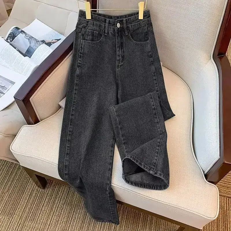 Vintage Denim Long Pants Autumn Women High Waist Slimming