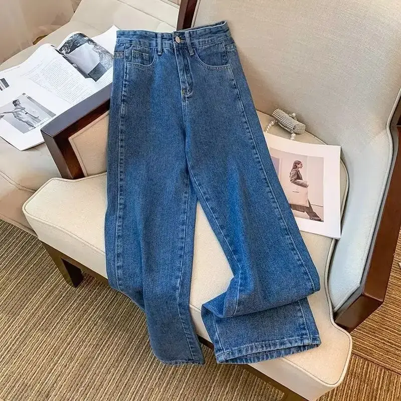 Vintage Denim Long Pants Autumn Women High Waist Slimming