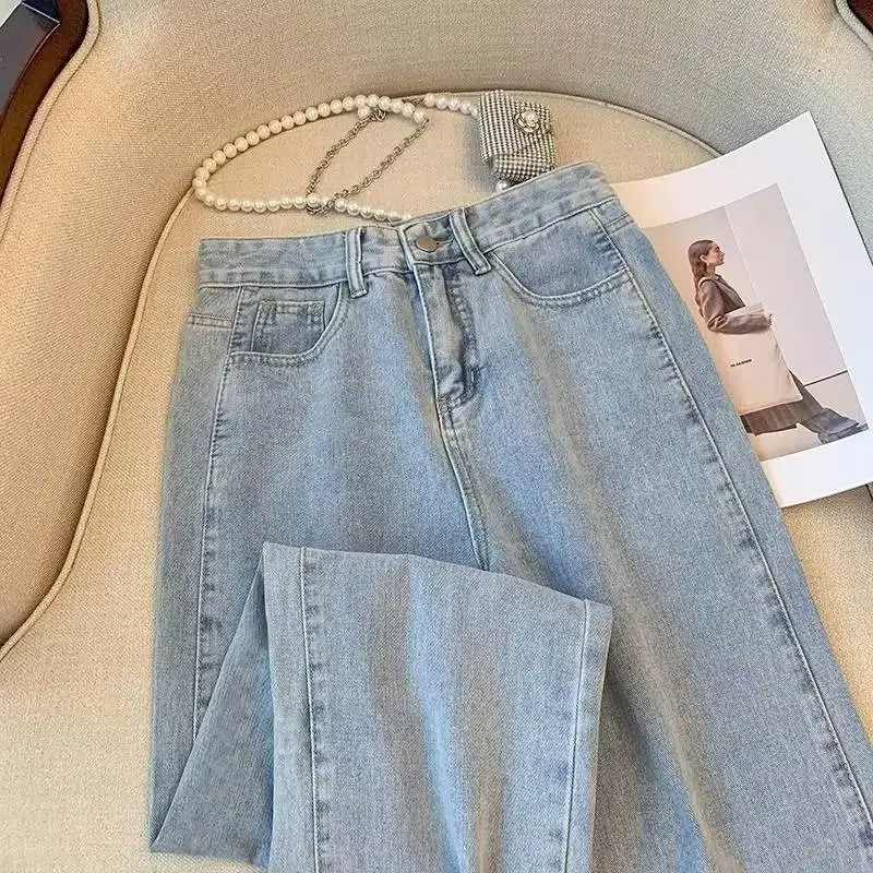 Vintage Denim Long Pants Autumn Women High Waist Slimming — feature 11