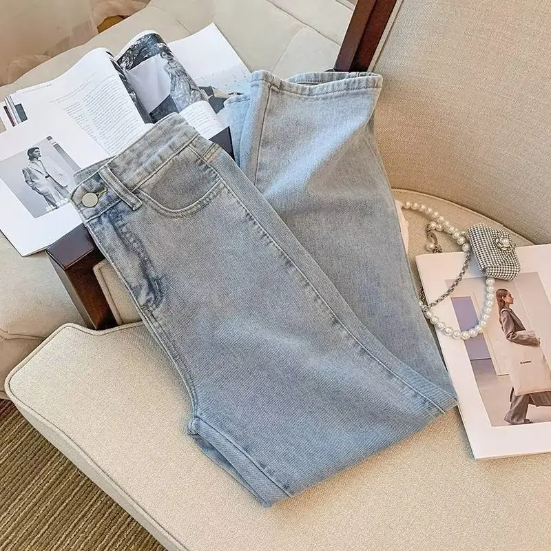 Vintage Denim Long Pants Autumn Women High Waist Slimming — feature 2