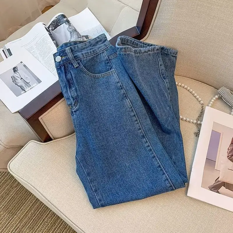 Vintage Denim Long Pants Autumn Women High Waist Slimming — feature 3