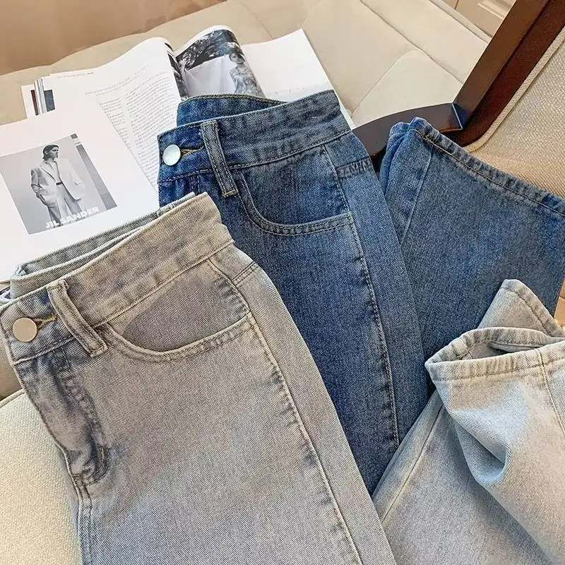 Vintage Denim Long Pants Autumn Women High Waist Slimming — feature 4