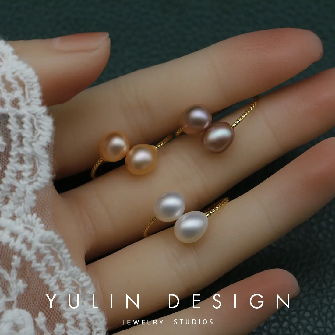 Women's Open Ring Pearl Ring with Gold Plated Band - Image 5