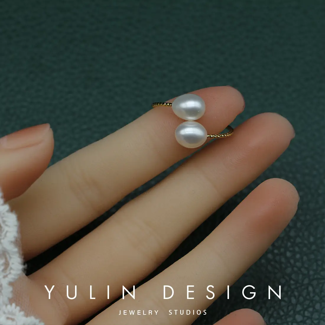 Women's Open Ring Pearl Ring with Gold Plated Band - Image 6