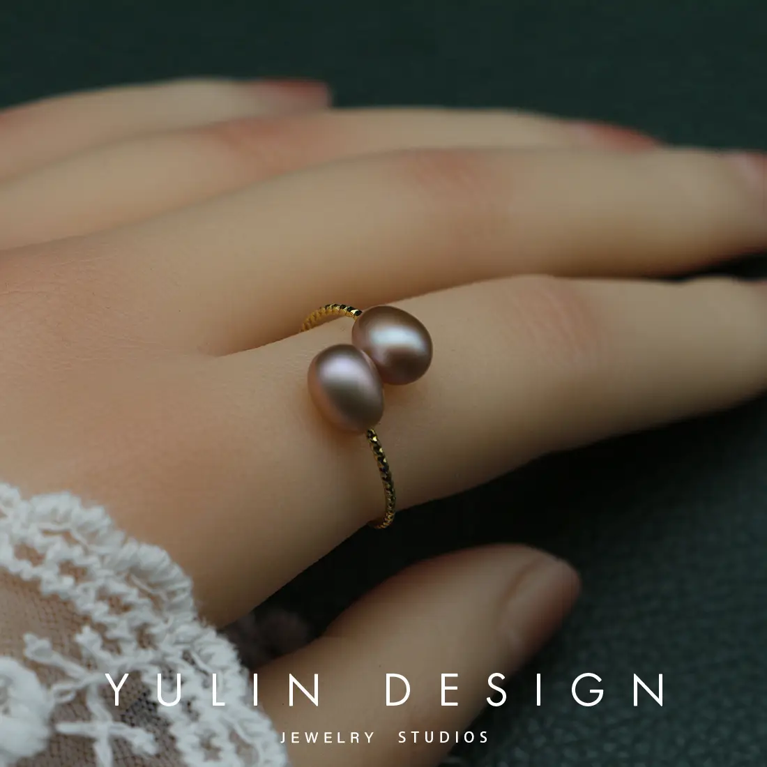Women's Open Ring Pearl Ring with Gold Plated Band - Image 2