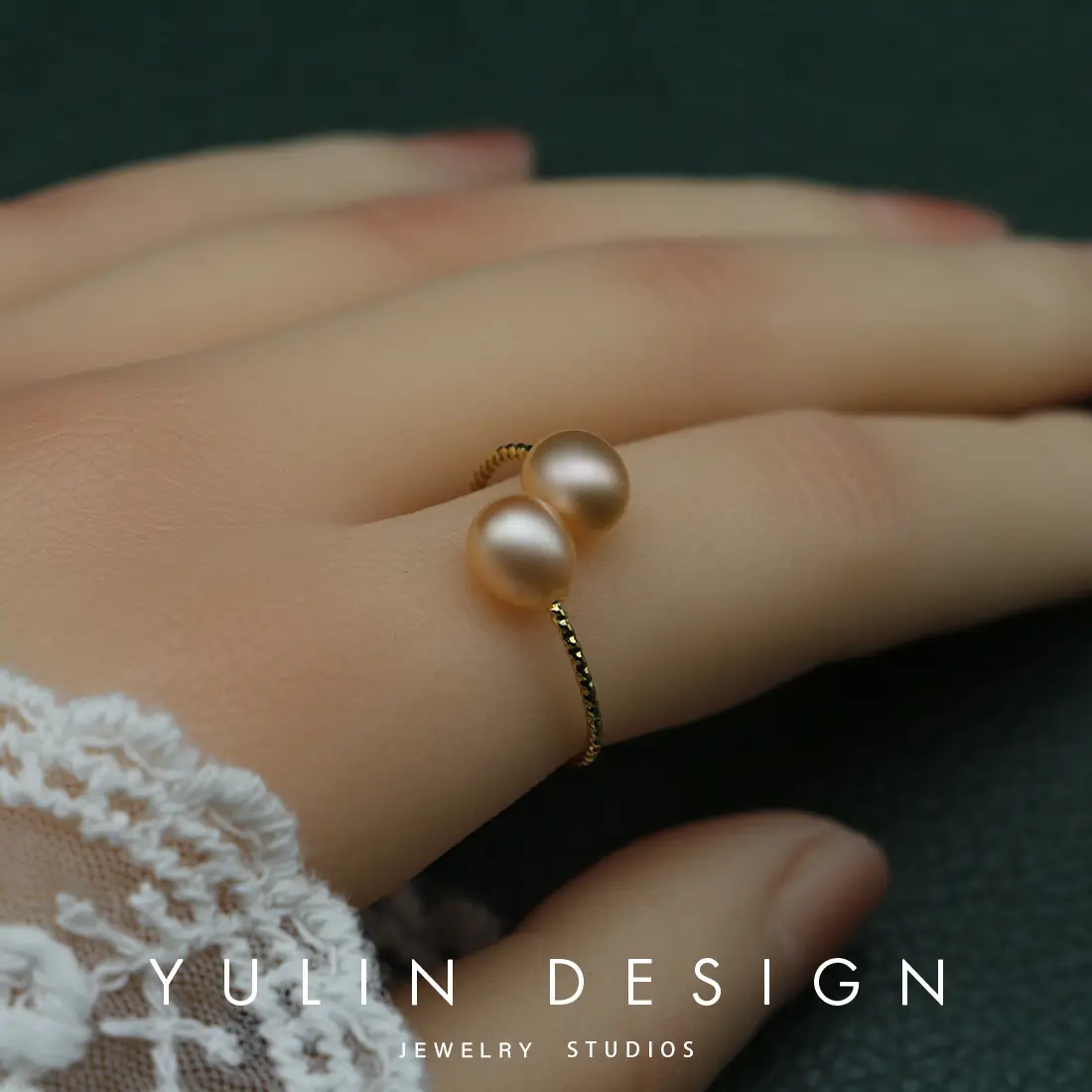 Women's Open Ring Pearl Ring with Gold Plated Band - Image 3