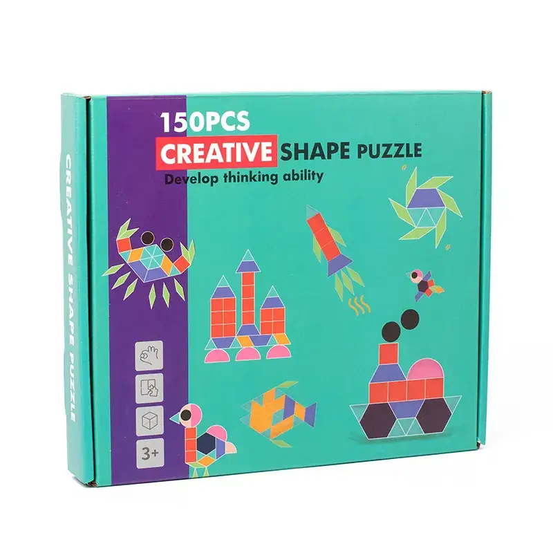 155-Piece Wooden Geometric Shape Puzzle Toy for Kids - Image 3