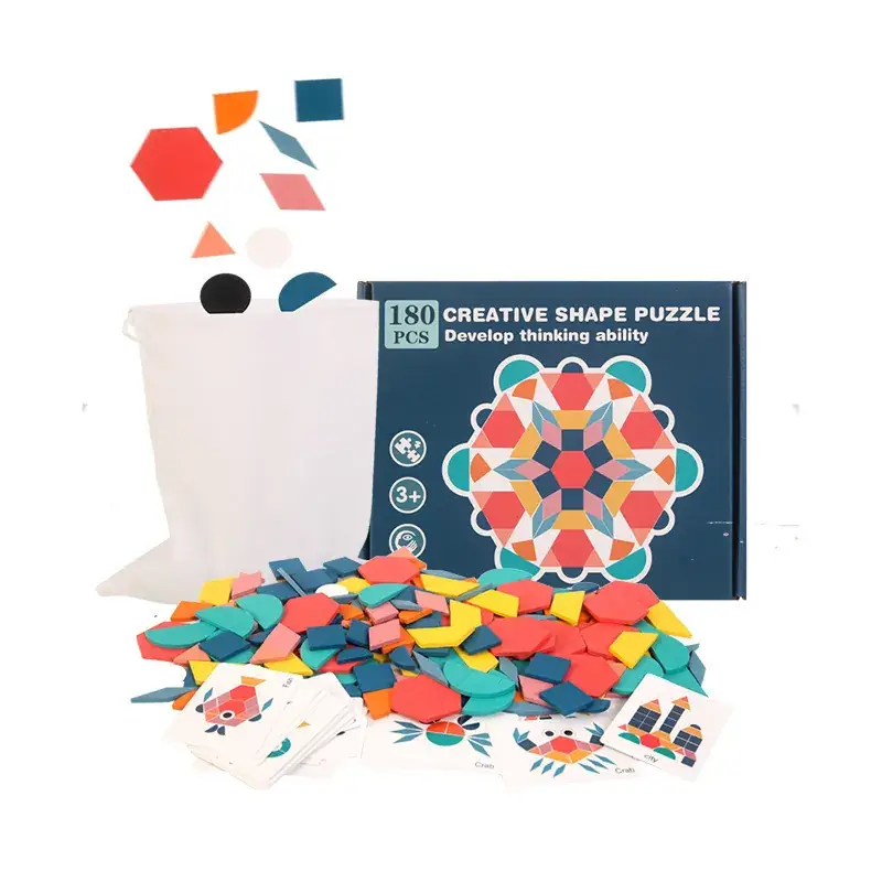 155-Piece Wooden Geometric Shape Puzzle Toy for Kids - Image 7