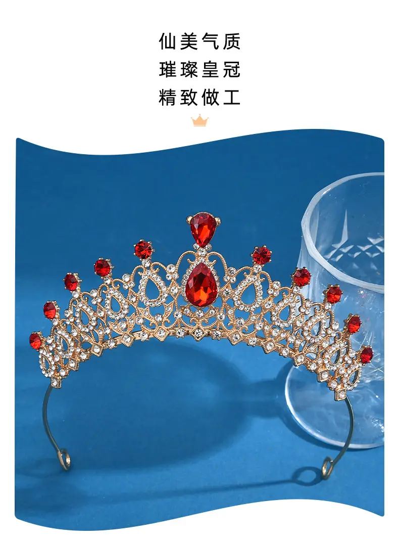 European Bridal Diamond Crown Headband with Pearl Accents — feature 14