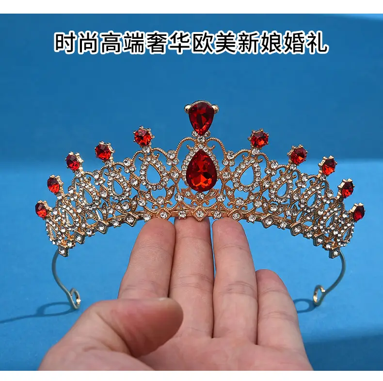European Bridal Diamond Crown Headband with Pearl Accents — feature 17
