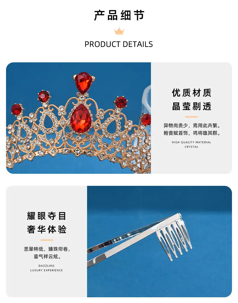 European Bridal Diamond Crown Headband with Pearl Accents — feature 20