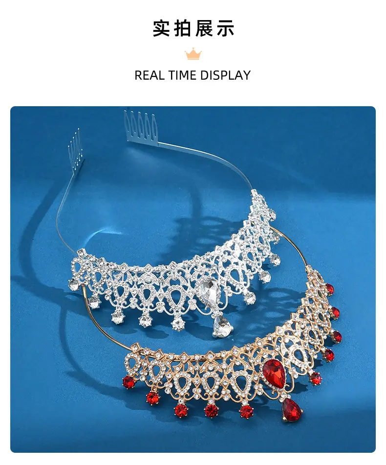 European Bridal Diamond Crown Headband with Pearl Accents — feature 21