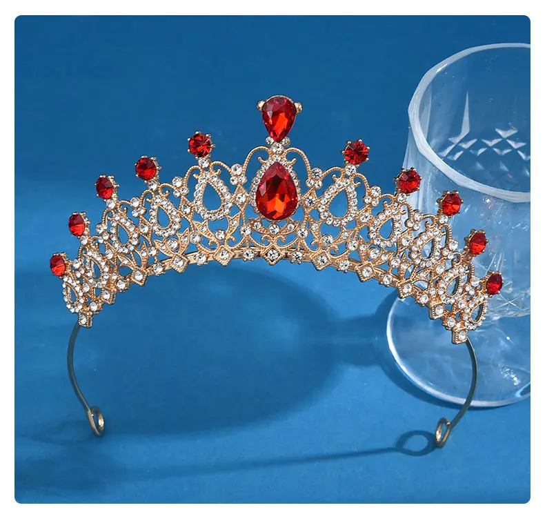European Bridal Diamond Crown Headband with Pearl Accents — feature 22
